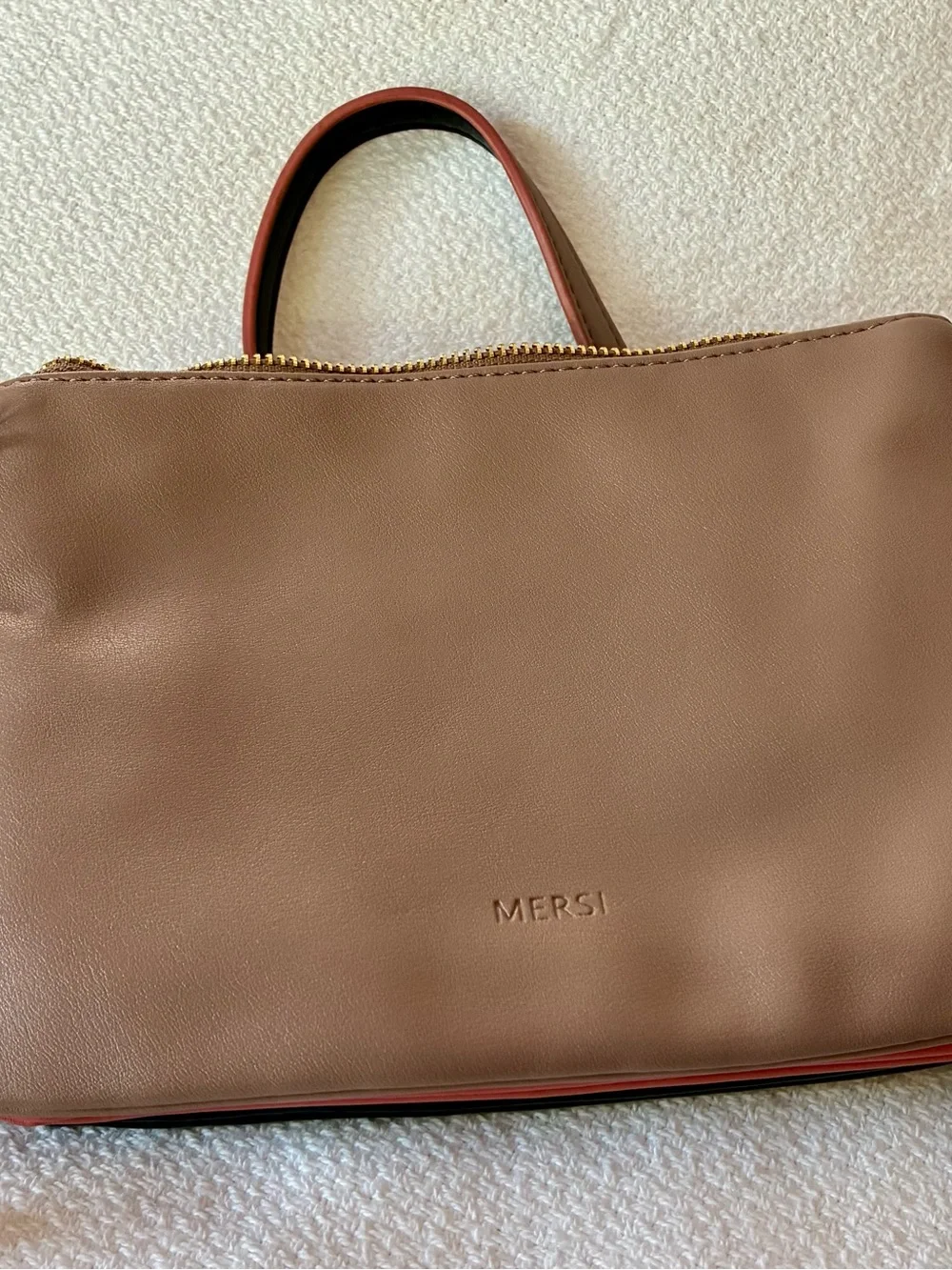 Three-Piece Vegan Leather Crossbody Set in Black, Coral & Taupe NWT